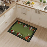 Boho Chic Green Whimsical Mushroom Forest Area Rug