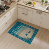 Teal Framed Baby Sea Turtle Beach Rug
