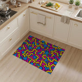 Vibrant Pink Yellow Blue Squiggle Area Rug