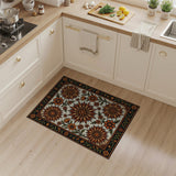 Vintage Orange Sunflower Floral Area Rug