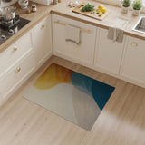 Abstract Curved Layers Area Rug in Orange Teal Beige