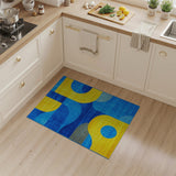 Multi-color and Patterns Bold Blue Yellow Geometric Abstract Area Rug