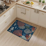 Navy Blue Coral Reef Fish Area Rug