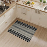 Bold Black White Tribal Stripe Rug
