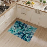 Fluid Teal Blue Abstract Area Rug