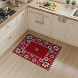 Red Red Floral Border Vintage Area Rug