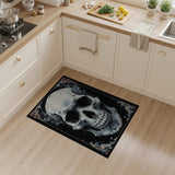 Smoky Gothic Skull Area Rug with Ornate Frame