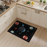 Retro Pixelated Cosmos Planets Area Rug
