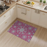 Pink Snowflake Pattern Area Rug