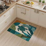 Coastal Teal Sea Turtle Area Rug