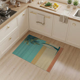 ODIKA Vintage Surf Beach Scene Washable Rug - Retro Coastal Low Pile Area Rug