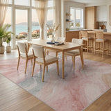 Pink Soft Pink Abstract Wave Area Rug