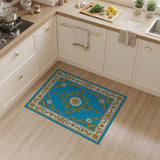Blue Persian Floral Medallion Rug with Gold Accents