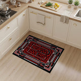 Bold Red Maze Labyrinth Geometric Area Rug