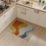 Wavy Abstract Area Rug in Orange Sunset Tones