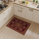 ODIKA Washable Ornate Mandala Area Rug - Burgundy & Gold Traditional Low Pile Carpet