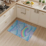 Whimsical Cartoon Rainbow Clouds Area Rug