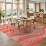 Pink Abstract Wave Pink Area Rug