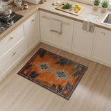 Burnt Orange Palm Frond Southwestern Area Rug