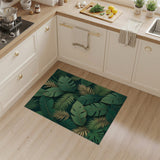 Boho Chic Green Lush Green Monstera Palm Leaf Area Rug