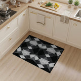 Modern Black White Geometric Diamond Rug