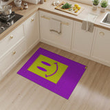 Pixelated Yellow Smiley Face Purple Rug