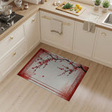 Red Framed Plum Blossom Watercolor Area Rug