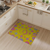 Playful Pixel Smiley Flower Yellow Area Rug