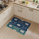 Teal Blue Moroccan Arch Lattice Rug