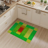 Vibrant Green Multi-Color Geometric Block Rug