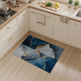 Navy Blue Gold Vein Marble Abstract Area Rug