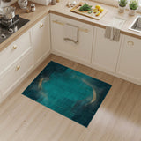 Teal Gold Dot Line Geometric Area Rug