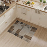 Tan Brown Geometric Block Stripe Area Rug