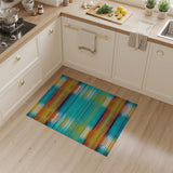 Vibrant Teal Orange Striped Geometric Area Rug