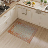 Vibrant Orange Geometric Border Area Rug