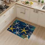 ODIKA Washable Nautical Starfish Area Rug - Low Pile Non-Slip Coastal Decor