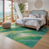 ODIKA Washable Tropical Palm Leaf Rug - Low Pile Non-Slip Botanical Area Rug