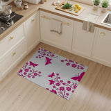 Whimsical Pink Daisies Butterflies Area Rug
