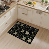 Starry Cosmic Cats Black Gold Area Rug