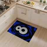 ODIKA Modern Abstract Number 8 Blue & Black Washable Rug - Low Pile Non-Slip Area Rug