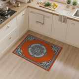 Ornate Orange Medallion Area Rug