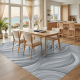 Abstract Area Grey Swirling Waves Abstract Area Rug