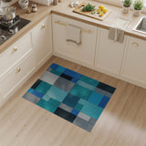 Geometric Modern Blue Teal Geometric Patchwork Area Rug