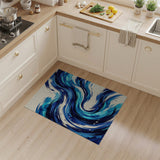 Sweeping Blue Waves Abstract Area Rug