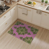 Vibrant Pink Lime Green Floral Damask Rug