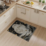 Cosmic Gold Moon Over Mountains Area Rug