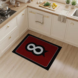 Bold Black 8 on Red Geometric Area Rug