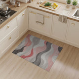 Abstract Wave Geometric Area Rug in Grey Pink