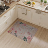 Blush Pink Floral Area Rug with Lush Leaves