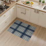 Blue and Teal Navy Grid Geometric Modern Area Rug